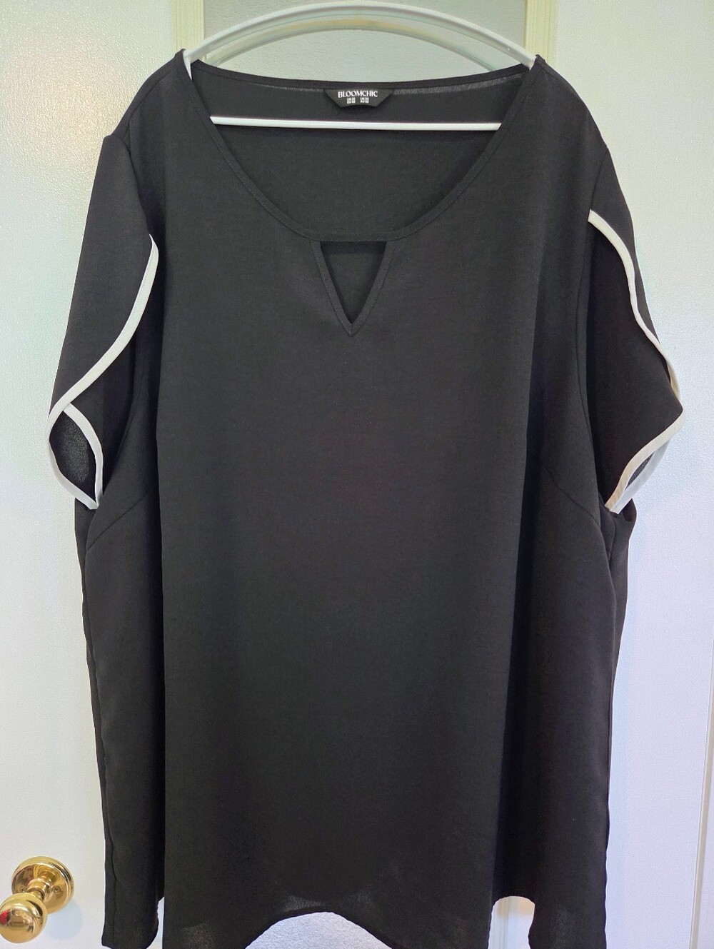 Bloomchic Black Top with White Contrast Trim